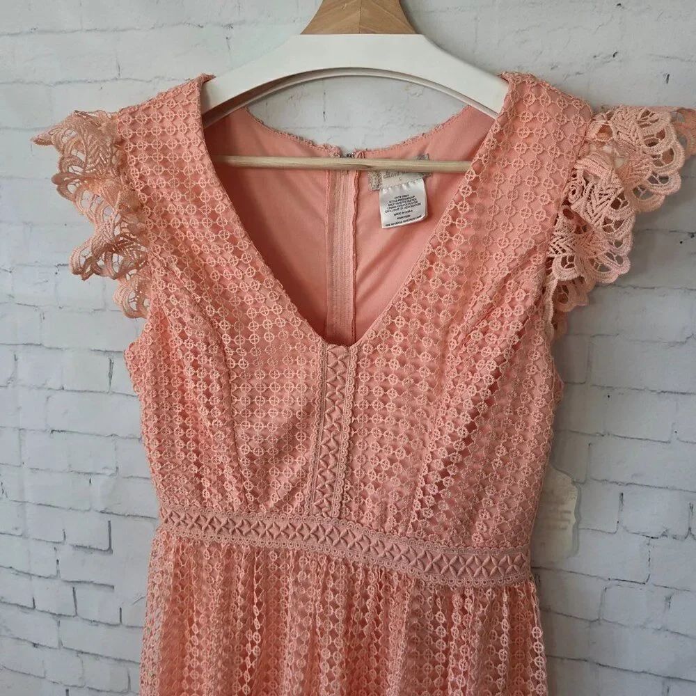 Altar'd State Coral Peach Lace Crochet Dress Size S NEW Party Princess Peach - Picture 4 of 10